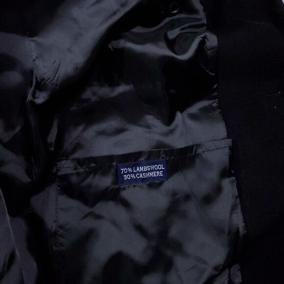 READ Ralph Ralph Lauren Wool Cashmere Coat Black Double Breasted Men's Size 42R - Picture 5 of 16